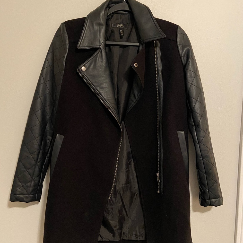 Black Leather and Wool Jacket
